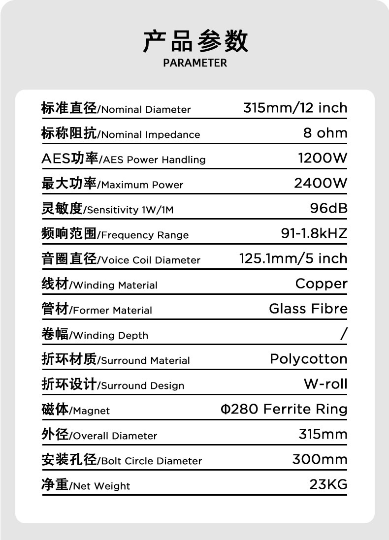 12寸低音喇叭